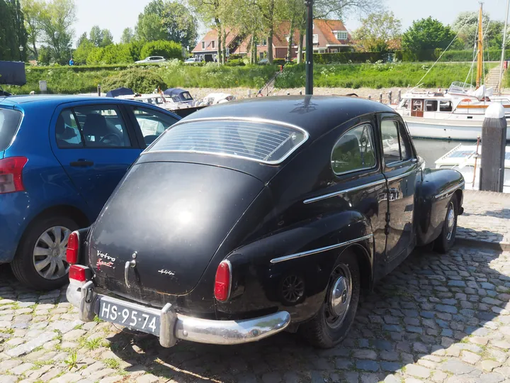Black Volvo PV444 sport oldtimer in Veere, Zeeland (The Netherlands)